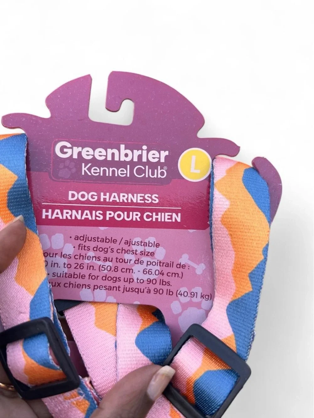 Greenbrier Kennel Club Adjustable Dog Harness L Pink Blue Orange Abstract Retro
